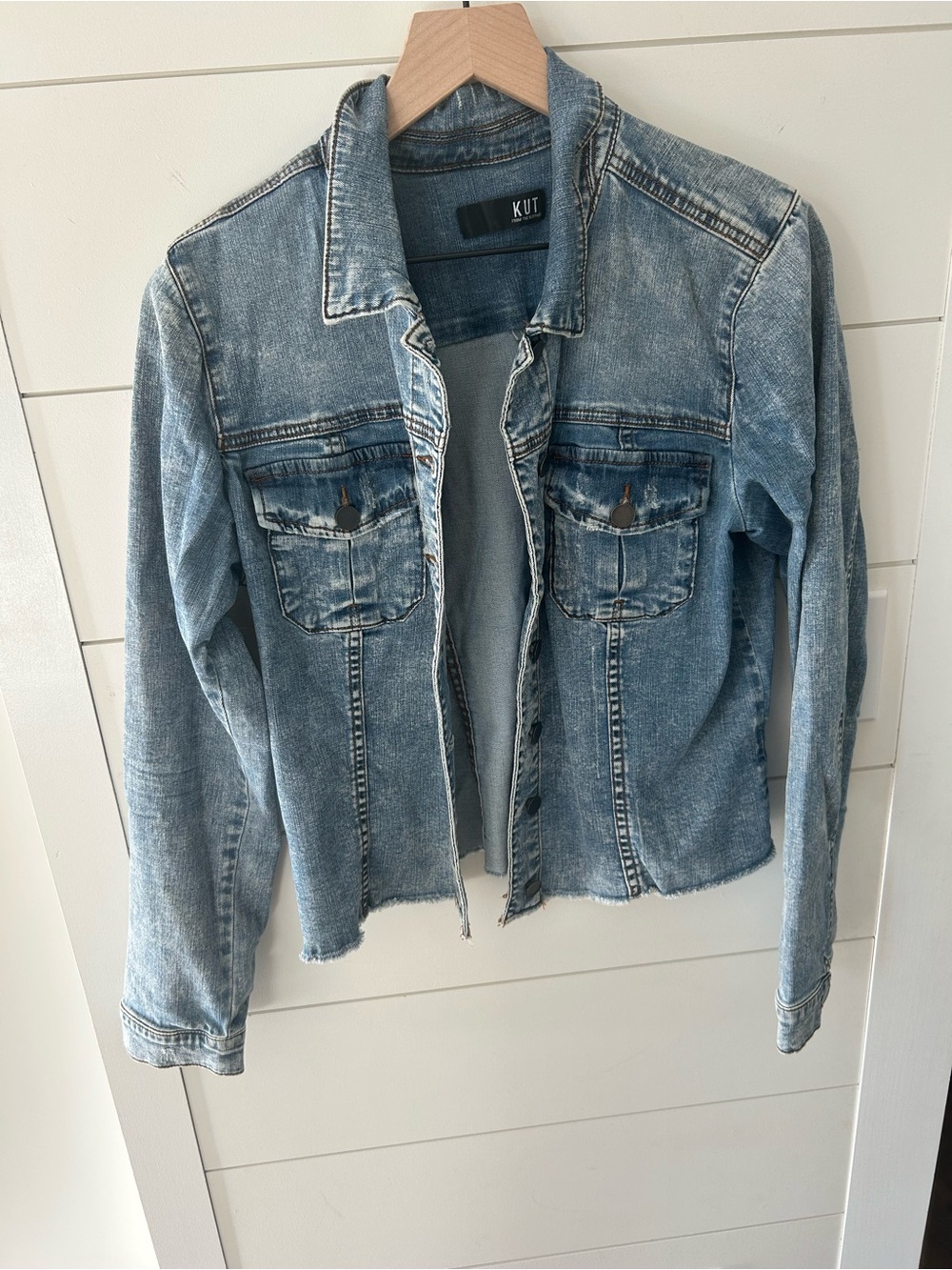 Kut from the Kloth Light Blue Distressed Denim Jacket